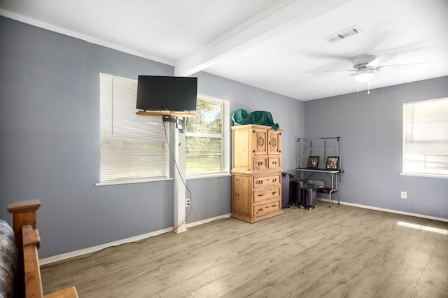 277 Mcclendon Rd, Lufkin, TX 75904 - office featuring light wood-type flooring, ceiling fan, and beam ceiling