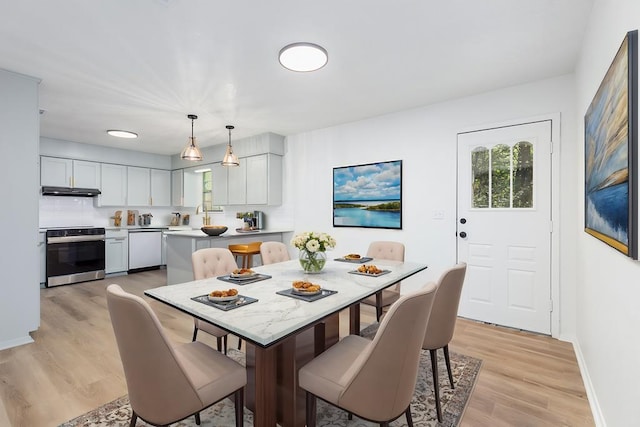 dining room with light wood-type flooring