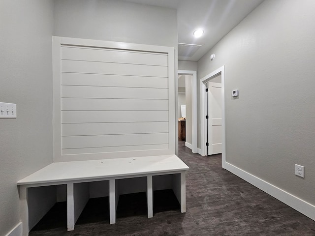 317 Shirey Ln, Lufkin, TX 75901 - mudroom featuring baseboards and dark wood-type flooring