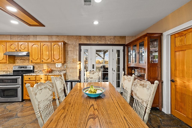 dining room featuring french doors