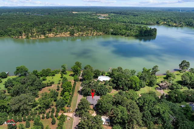 806 Cartwright, San Augustine, TX 75972 - drone / aerial view of a heavily wooded area and a nearby body of water