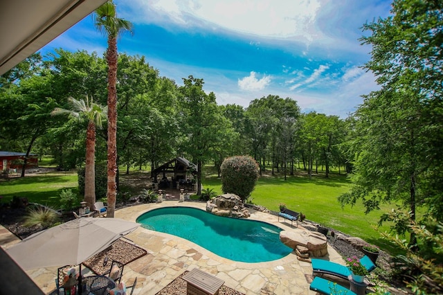486 Brookwood Dr, Diboll, TX 75941 - pool featuring a gazebo, a patio area, and a lawn