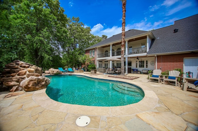 486 Brookwood Dr, Diboll, TX 75941 - pool with a patio and a ceiling fan