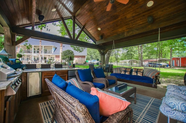 486 Brookwood Dr, Diboll, TX 75941 - view of patio / terrace featuring a gazebo, a ceiling fan, and outdoor lounge area