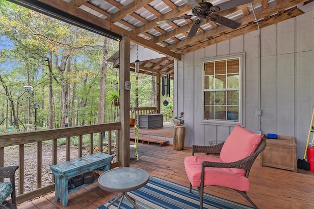 deck featuring ceiling fan