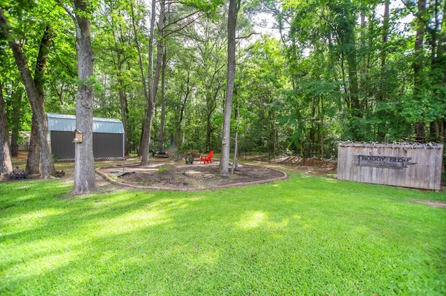 703 Shady Ln, Diboll, TX 75941 - view of green lawn featuring an outdoor structure