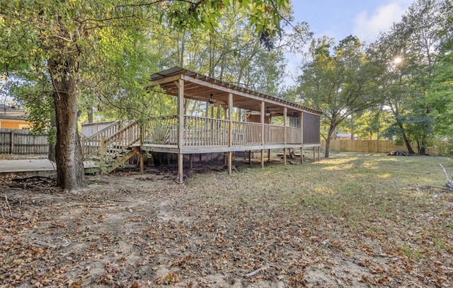 view of yard featuring a deck