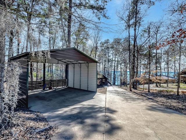 exterior space featuring a carport