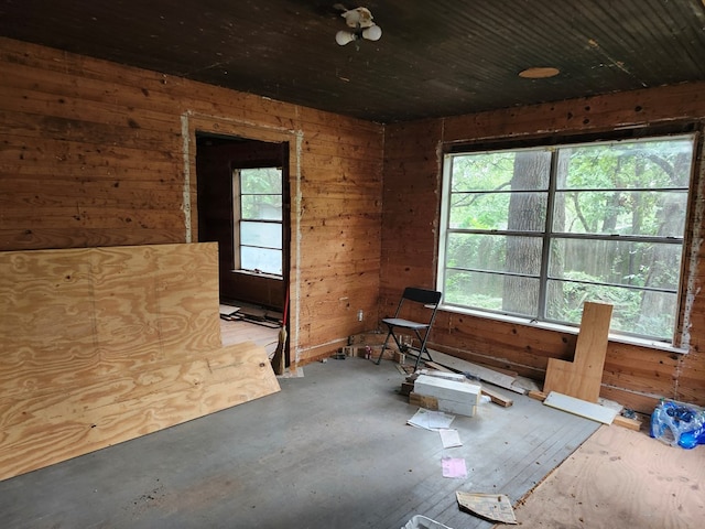 interior space with wood walls