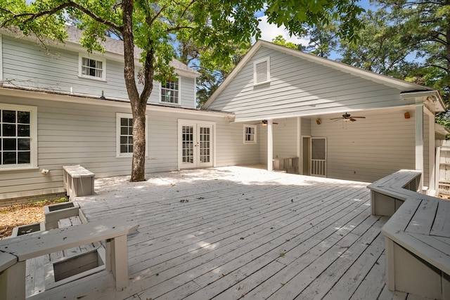 715 Pine Tree Ln, Lufkin, TX 75904 - wooden terrace with french doors and ceiling fan