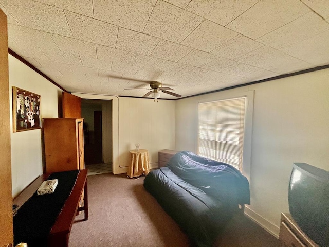 bedroom with carpet floors and ceiling fan