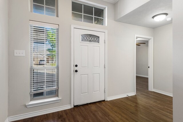 801 Dove Run Trl, College Station, TX 77845 - foyer with dark wood-type flooring and baseboards