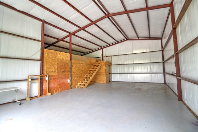 garage with metal wall