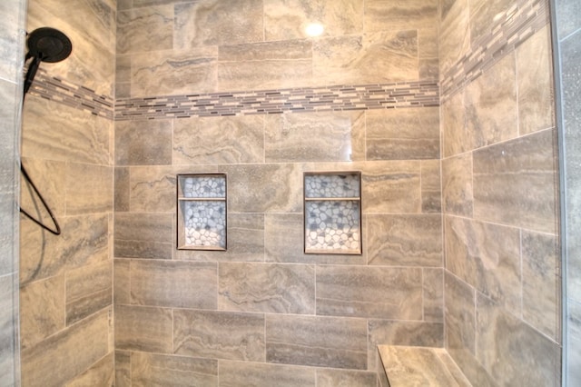 interior details with tiled shower