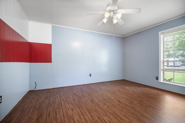 1308 Brook Holw, Lufkin, TX 75904 - unfurnished room featuring wood finished floors, ceiling fan, and ornamental molding