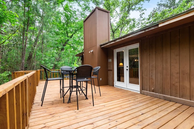 wooden terrace with french doors