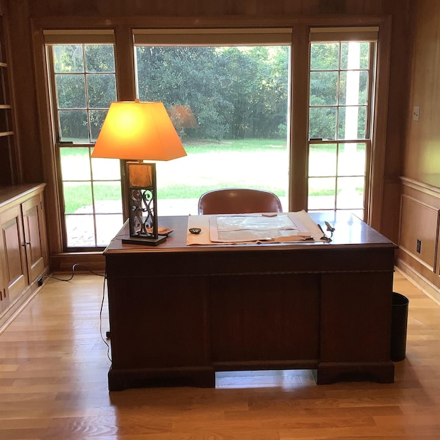 office space featuring light hardwood / wood-style floors