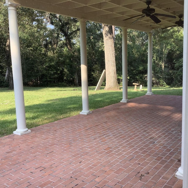 view of patio / terrace with ceiling fan