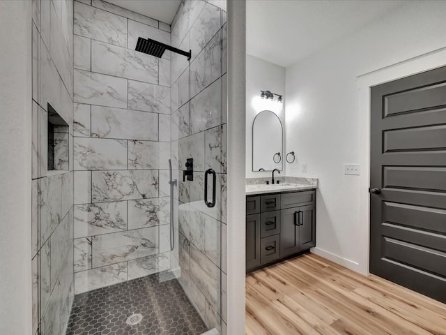 1920 Fm 842, Lufkin, TX 75901 - full bath featuring a shower stall, vanity, and wood finished floors