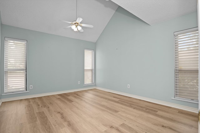 109 Innisbrook Dr, Lufkin, TX 75901 - empty room featuring ceiling fan, lofted ceiling, light wood-style flooring, and baseboards