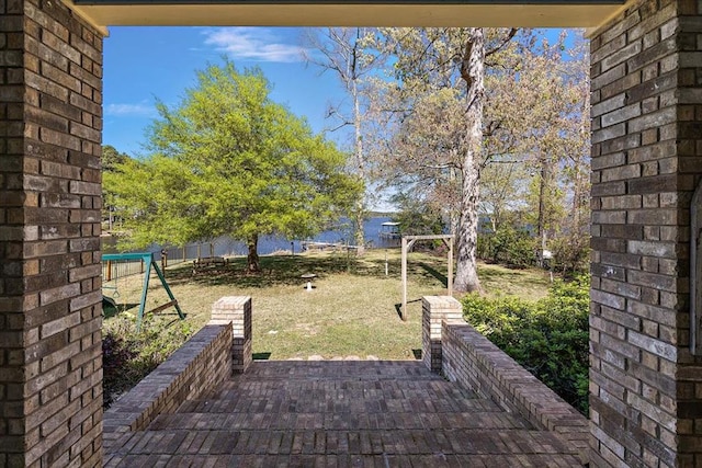 view of yard featuring a playground