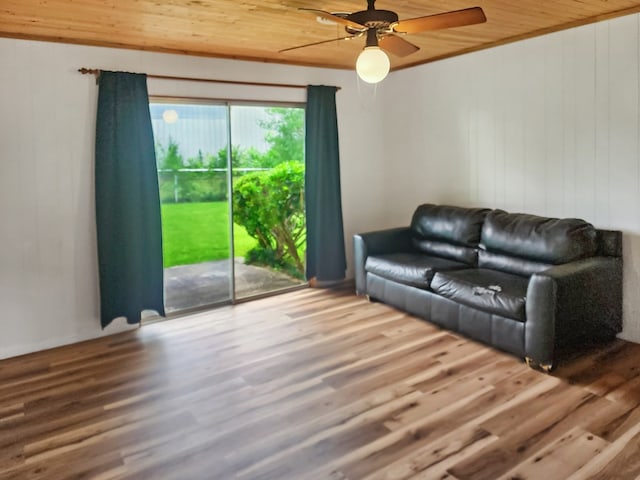 4296 US Highway 190 W, Jasper, TX 75951 - living area featuring wood ceiling, a ceiling fan, and wood finished floors