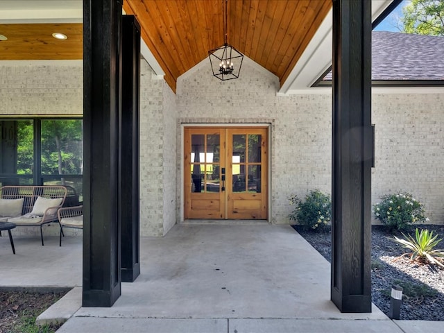 property entrance featuring french doors