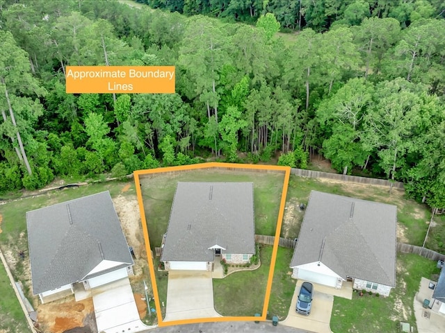 829 Village Gate Cir, Nacogdoches, TX 75961 - view of subject property with property parcel outlined and a heavily wooded area