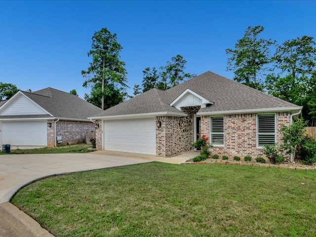 829 Village Gate Cir, Nacogdoches, TX 75961 - view of front facade featuring brick siding, an attached garage, concrete driveway, and a front yard