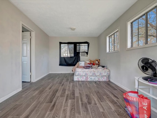 interior space featuring wood finished floors and baseboards