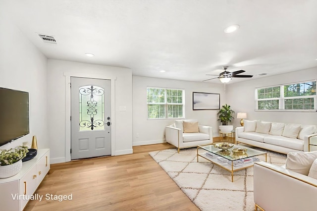 175 Weeks St, Lufkin, TX 75904 - living area with ceiling fan, light wood finished floors, and recessed lighting