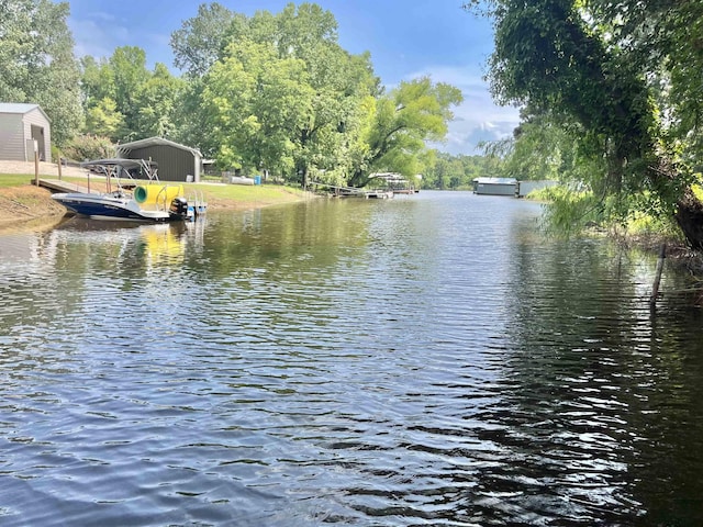 property view of water with a boat dock