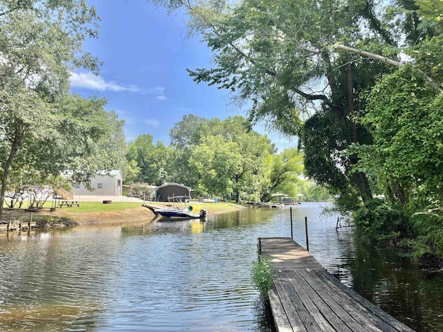 view of dock featuring a water view