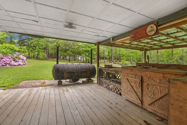 211 Winfree Dr, Hemphill, TX 75948 - wooden terrace with a sink and a yard