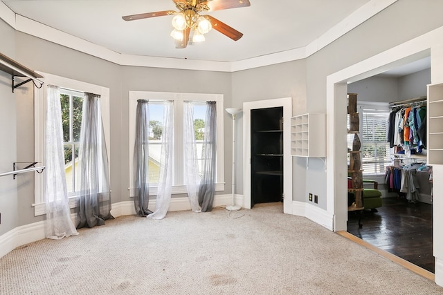 250 Main St, Jasper, TX 75951 - bedroom with carpet floors, baseboards, a ceiling fan, and a walk in closet