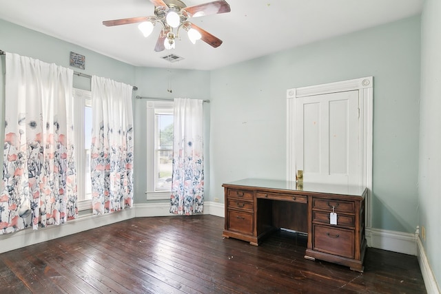250 Main St, Jasper, TX 75951 - office space featuring dark wood-style flooring, a ceiling fan, and baseboards