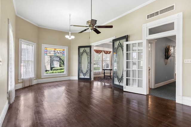 250 Main St, Jasper, TX 75951 - spare room with wood finished floors, baseboards, a ceiling fan, and ornamental molding