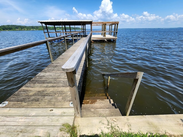 view of dock featuring a water view