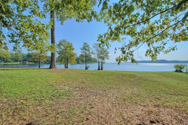 view of yard with a water view