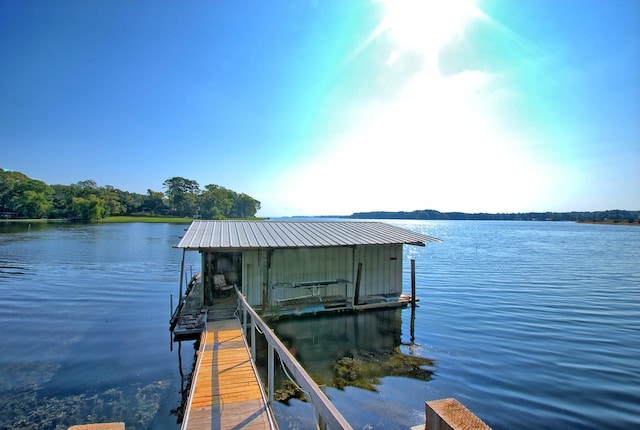 view of dock featuring a water view