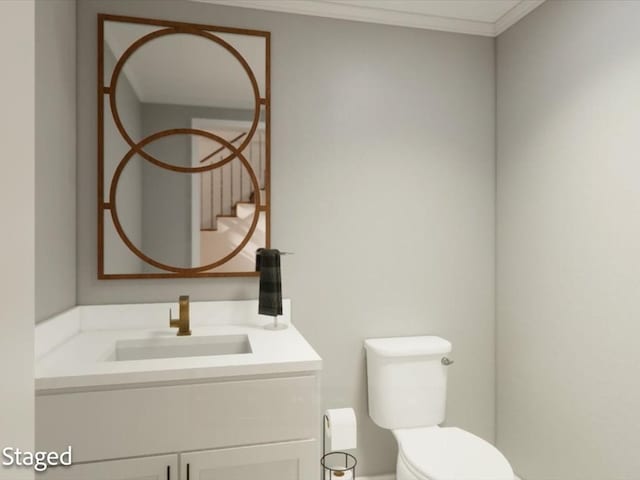 12 Columbia Ct, Lufkin, TX 75901 - half bath with vanity, toilet, and crown molding