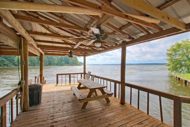 dock area featuring a water view