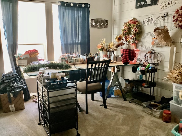 view of carpeted dining space