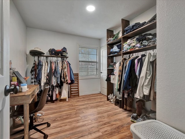 spacious closet with light wood-type flooring