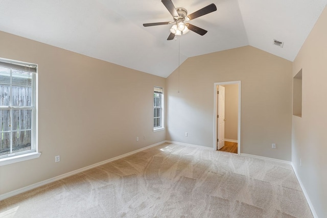 19 Windsor Ct, Lufkin, TX 75901 - empty room with light colored carpet, a ceiling fan, and lofted ceiling