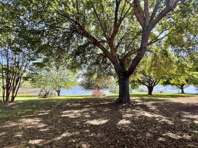 view of yard with a water view