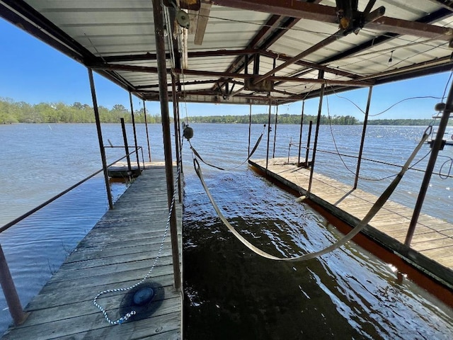 view of dock featuring a water view