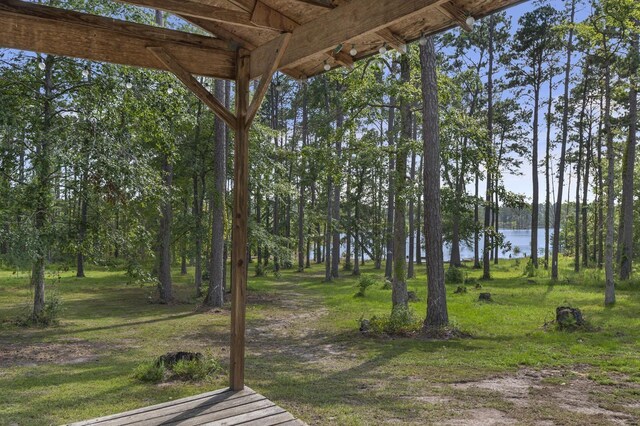 view of yard featuring a water view