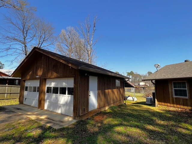 detached garage with cooling unit