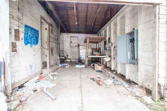 miscellaneous room with wood ceiling